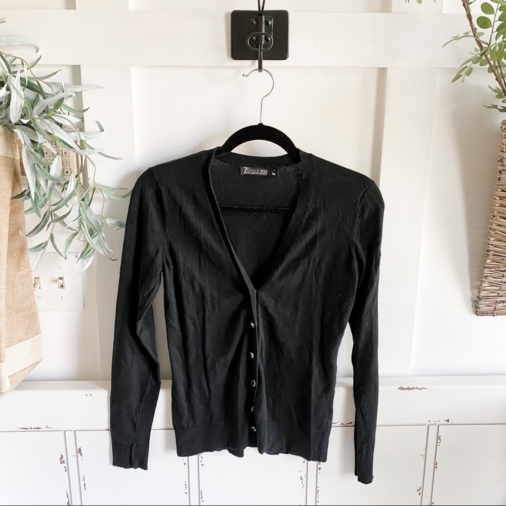 Black button down cardigan sweater